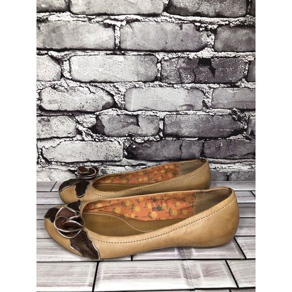 Fossil Brown Tan Leather Rose Floral Slip On Ballet Flats Shoes Women Sz 8.5M US - Picture 14 of 16